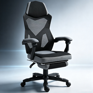 Chaise de jeu ergonomique en maille respirante avec repose-pieds rétractable, dossier haut pivotant <span class=keywords><strong>pour</strong></span> ordinateur et bureau, idéale <span class=keywords><strong>pour</strong></span> les gamers - Product Image 1