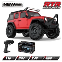 Coche RC HB R1601 1:16 2.4G 4 Canales 4WD Todoterreno con Luces LED, Camioneta Crawler, Vehículo de Escalada, Modelo de Juguete para Mayores de 14 Años, Listo para Usar, Metálico, 35m