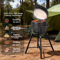SEB KAMADO Grün 16 Zoll Mini Tragbarer Holzkohlegrill Kamado Grill Outdoor BBQ Keramik für Draußen