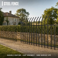 Clôture en acier courbée à pointe de flèche résistante aux intempéries pour allée de villa de campagne, jardin de roses, chemin, prairie et enclos