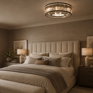 <b>Decorative</b> Straight Crystal Strip Round Flush Mount <b>Light</b> For Villa Bedroom Restaurant Entryway Decoration - Product Image 2