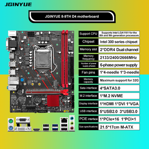 Carte mère JGINYUE M-ATX 8-9TH D4 LGA 1151 compatible avec les processeurs Core I3 8100/i5 8400/i7 8700/i3 9100/i5 9400/i7 9700, DDR4, haute capacité de mémoire - Product Image 5