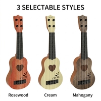 Kids' Music Education Adorable Love Theme Child-Friendly Ukulele Four-string Mahogany Grain Ukulele with Heart Cutout
