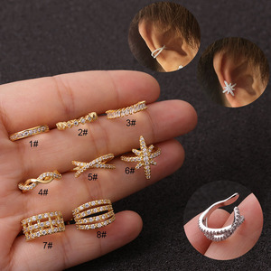 Yiwu DAICY, venta al por mayor, <span class=keywords><strong>pendientes</strong></span> de moda para <span class=keywords><strong>mujer</strong></span>, <span class=keywords><strong>pendientes</strong></span> de circón con incrustaciones de cobre <span class=keywords><strong>sin</strong></span> <span class=keywords><strong>agujero</strong></span>, joyería de puños de una sola oreja - Product Image 1