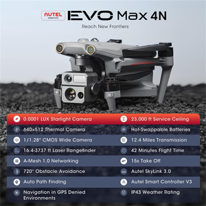 Dron UAV Autel Robotics EVO MAX 4N/4T con Cámara de Imagen Térmica para Mapeo, Versión de Defensa Nocturna y Seguridad, en Stock - Product Image 2