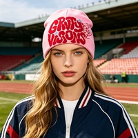 Bonnet en tricot jacquard tendance européen et américain, motif lettres, 100 % acrylique, chaud, doux, respirant, pour usage quotidien, streetwear et extérieur