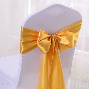 الزفاف الذهب الساتان كرسي رموش أشرطة أسعار الجملة الملونة الزفاف لوازم الحزب كرسي الديكور - Product Image 1