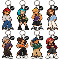 Porte-clés Anime Personnalisé OEM, Porte-clés Personnage Rappeur en PVC Souple 2D avec Étiquette Logo pour Cadeaux Promotionnels