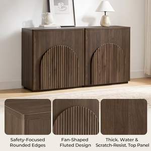 Buffet moderne Buffet Armoire de rangement Petites portes Étagères Salon Accent Bar Cuisine Ensemble 2 Armoire de rangement - Product Image 1