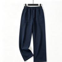 Pantalon en jean droit bleu marine pour homme, taille élastique avec cordon de serrage, coupe ample, style Hip Hop Streetwear Y2K, idéal pour les fêtes et le sport décontracté