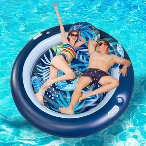 Adult Inflatable Round Floating Water Bed 195x195Cm Navy Blue For Pool Sunbathing And Tanning - Product Image 4