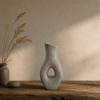 Vas Keramik ARM LVG Nordic Ice Cracked Glaze, Vas Bunga Abstrak Berongga di Tengah, Vas Porselen Modern Melengkung, Dekorasi Rumah, Wadah Bunga