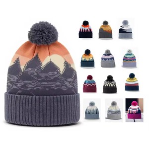 Wholesale Custom 100% Acrylic <strong>Pom</strong> <strong>Pom</strong> Knitted Hat Outdoor Ski Sports Keeping Warm Winter <strong>Beanies</strong> - Product Image 1