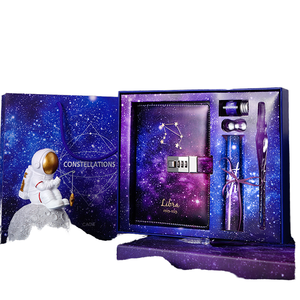 Nouvelle papeterie transfrontalière ciel étoilé Code livre cahier coffret cadeau ensemble en cuir couverture rigide en gros Souvenir Journal cadeau Journal - Product Image 6