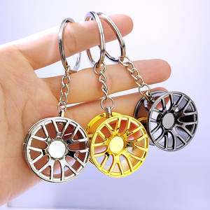 キーホルダーおもちゃゴールドカーホイールキーホルダーターボキーリングミニメタルBBSカーホイールハブリムキーリング3Dブラックメタルホイールキーチェーン - Product Image 3