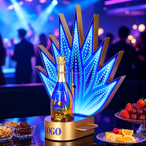 Présentoir à bouteilles de champagne LED en gros, doré, avec lumière multicolore pour service VIP en club et bar - Product Image 3