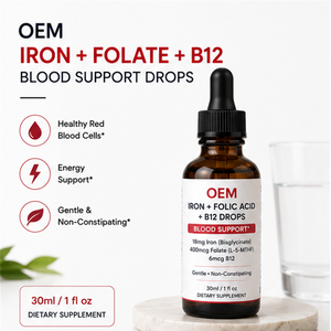 เหล็กเสริมสำหรับสตรีมีครรภ์แบบหยด OEM ขายส่ง ผสมธาตุเหล็ก + L-5-MTHF โฟเลต + วิตามินบี 12 ไม่ก่อให้เกิดอาการ<span class=keywords><strong>ท้องผูก</strong></span> - Product Image 1