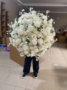 Arreglos Florales de <span class=keywords><strong>Angela</strong></span>, Flores de Seda Blancas para Navidad, Halloween, Bodas, Centro de Mesa, Alabastrum, Rosa Blanca, Flores Verdes, Bola de Flores - Product Image 6