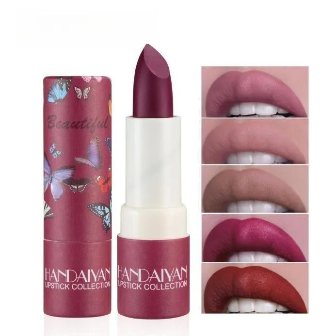 Neuer 8 Farben Matte Velvet Lipstick Wasserdichter, langlebiger Antihaft-Lippenstift Kosmetik Makeup Nude Style Lipstick