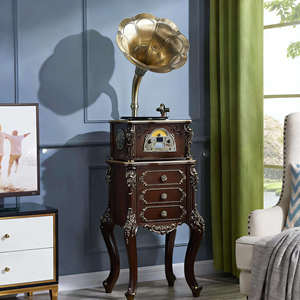 Mueble de Radio Tallado Ornamentado de Pie para el Hogar, con Tocadiscos de 3 Velocidades, Receptor BT Inalámbrico, Estilo Mueble Antiguo, Sistema de Audio - Product Image 4
