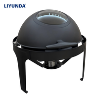 Chauffe-Plat Professionnel LIYUNDA 6L à Couvercle Roulant, Chauffe-Plat à Vapeur en Acier Inoxydable Blanc, Noir, Argent pour Buffet, Traiteur et Fêtes