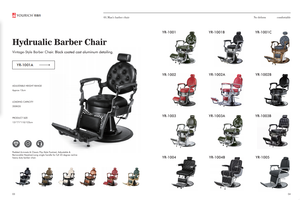 Fauteuil de barbier hydraulique capitonné noir vintage, robuste et inclinable, avec base chromée pour salons de coiffure masculins - Product Image 3