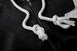 Manufacturer Custom Heavyweight Full Zip up <b>Hoodie</b> Vintage Distressed Embroidery Patch Hoodies <b>Men</b> - Product Image 3