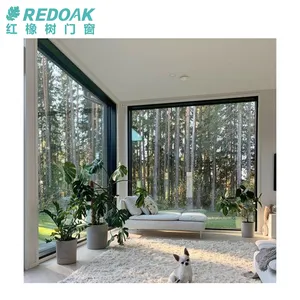 Redoak ประตูอลูมิเนียม Windows มุมมองขนาดใหญ่หน้าต่างพื้นเพดานหน้าต่างรูปภาพกรอบอลูมิเนียมคงที่กระจกฉนวนหน้าต่าง
