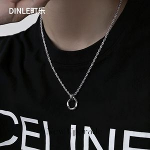 Dinle Braided <b>Titanium</b> Steel Necklace Geometric Pendant Men's <b>Chain</b> Colorfast Daily Wear Gift Accessory - Product Image 4