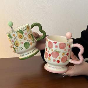 Mug en céramique Zuo Mu avec poignée, peint à la main avec des couleurs sous-glaçures, réutilisable, cadeau pour le bureau, le petit-déjeuner, le café, le thé - Product Image 5