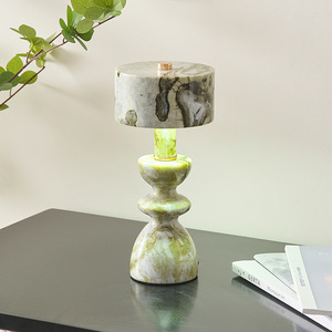 Lámpara de mesa de Jade de mármol de estilo moderno nórdico, luz nocturna recargable de 3 colores, pantalla de Metal Simple para mesita de noche, barra de café, escritorio - Product Image 1