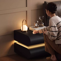 Table de chevet BTBT022 en bois massif avec éclairage, sans assemblage, exportée dans plus de 50 pays, pour la maison ou l'hôtel