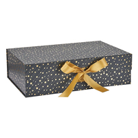 Boîte d'emballage de luxe en carton noir avec logo personnalisé, pour vêtements, sous-vêtements, cadeaux, avec ruban magnétique