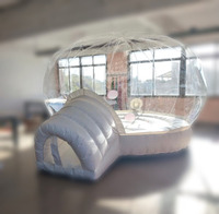 Tente Igloo Gonflable Transparente Bounce Bubble avec Toboggan et Tunnel pour Enfants - Dôme Gonflable Transparent Effet Cristal