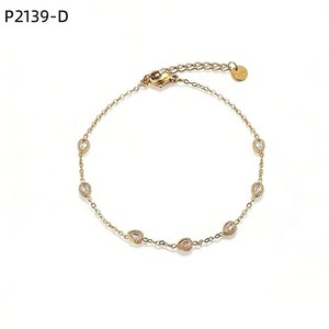 Pulsera de Moda Amy Amy, Cadena de Plata 925 con Cristales de Imitación en Forma de Gota de Agua, Estilo Minimalista para Uso Diario, Joyería para Mujer - Product Image 3