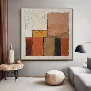 Decorazione della parete della camera da letto dipinto a mano tela rustica arte geometrica strutturata <span class=keywords><strong>dipinti</strong></span> di arte Boho moderna - Product Image 4