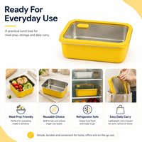 Boîtes à lunch en gros pour la randonnée, pour adultes, ensemble de boîtes à lunch empilables, boîte à lunch bento en acier inoxydable avec couvercle en verre