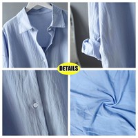 Robe Chemise Femme en Coton et Lin Unie à Boutonnage Simple, Haut Long Décontracté Printemps-Été