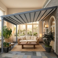 Pergola rétractable à commande à distance, en aluminium et PVC, anti-UV, résistante au vent, pour patio, jardin, balcon, terrasse, villa, hôtel