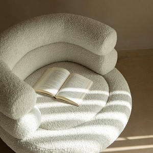 Nordic Style Single <b>Sofa</b> Chair Lamb Fleece Fabric Soft Modern Designer Living Room Chair - Product Image 3
