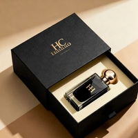 Boîte à parfum carrée rigide de luxe 50 ml en papier kraft brun avec poignée, emballage cadeau cosmétique jetable recyclé à tiroir pour échantillons