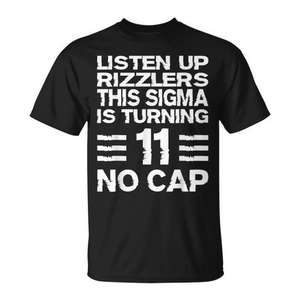 Camiseta de cumpleaños número 11 de Sigma para niños y niñas de 11 años, diseño sin gorra Rizzlers - Product Image 1