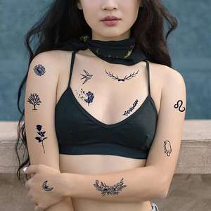 Tatouages temporaires réalistes <span class=keywords><strong>pour</strong></span> femmes Minimaliste Imperméable Citations Inspirantes Mots Fleur Sauvage Bouquet Floral Adultes <span class=keywords><strong>Tatouage</strong></span> - Product Image 5