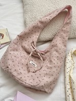 Velours côtelé imperméable couleur unie Double face une épaule décontracté fourre-tout étudiant cartable Polyester femmes positif inverse