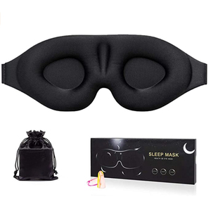 Masque oculaire de sommeil arrondi 3D <span class=keywords><strong>pour</strong></span> femmes et hommes, <span class=keywords><strong>bandeau</strong></span> avec bouchons d'oreilles et pochette en soie - Product Image 2
