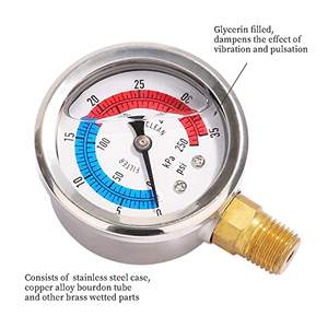 2 \ "manometro per filtro per piscina riempita con glicerina 304 custodia in acciaio inossidabile 1/4 \" NPT supporto inferiore - Product Image 3
