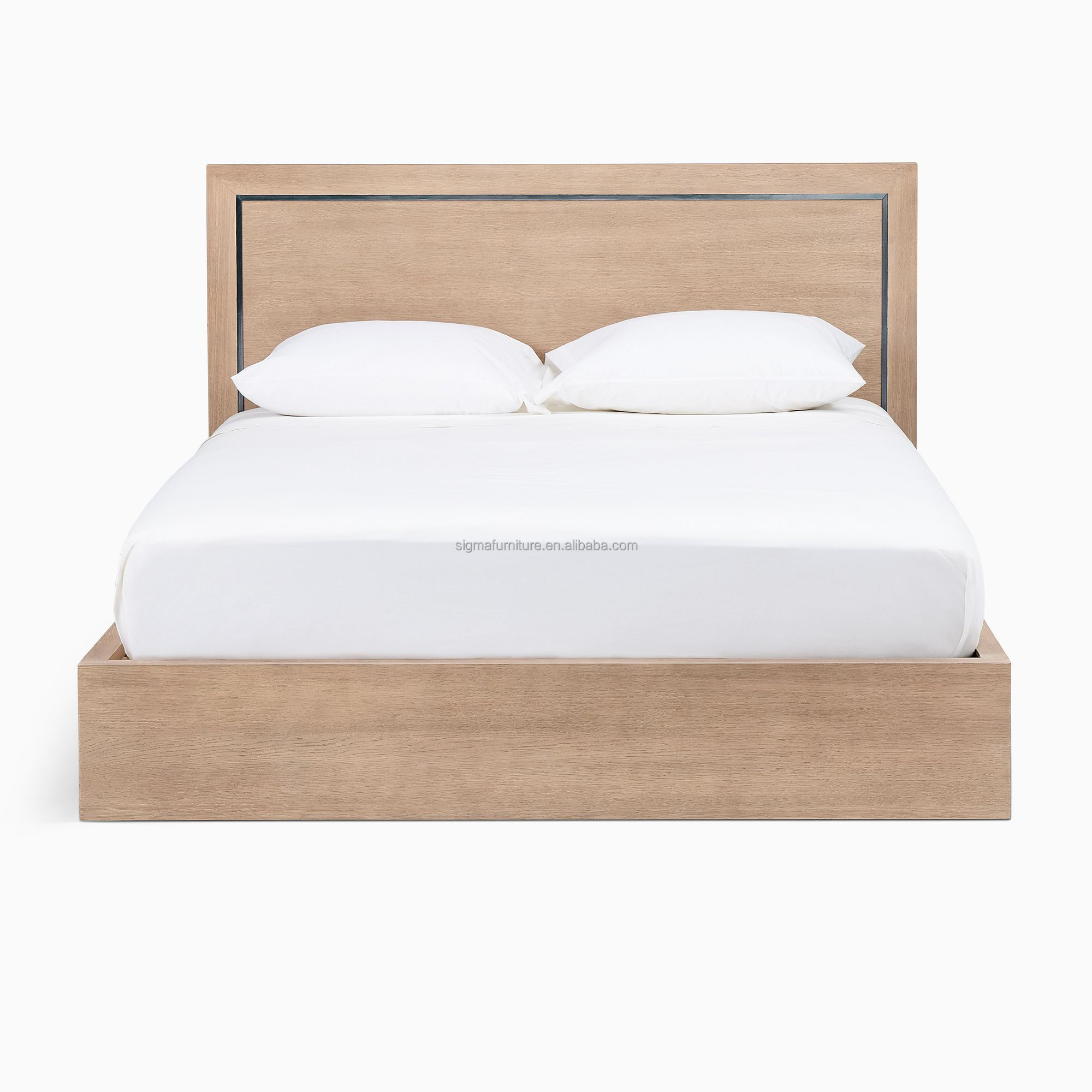 Hotel resort furniture customized solid wood wabi-sabi Oak wood bed Castle style solid wood bed