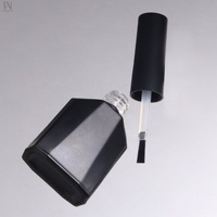 Nouveaux flacons en verre pour vernis à ongles en gel, noirs mats, irréguliers, 10 ml, avec logo personnalisé OEM, contenants vides pour nail art avec bouchons à pinceau