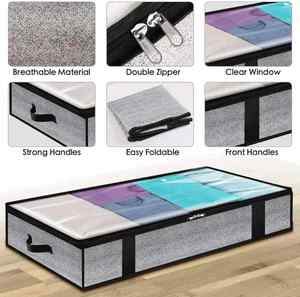 Sacs de rangement pliables en tissu non tissé pour sous le lit, sacs de rangement transparents en PVC respirant pour vêtements, couettes, édredons, couvertures pour chambres à coucher - Product Image 4