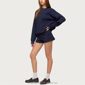 <strong>Women's</strong> Waffle Knit Loungewear Set Long Sleeve <strong>Henley</strong> <strong>Top</strong> and Drawstring Shorts Casual 2 Piece Outfit Soft Fabric - Product Image 3